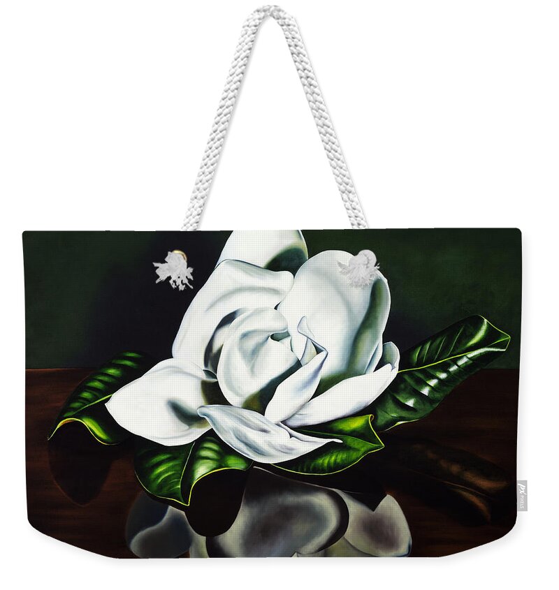 Magnolia Weekender Tote Bag featuring the painting Southern Magnolia by Kerri Meehan