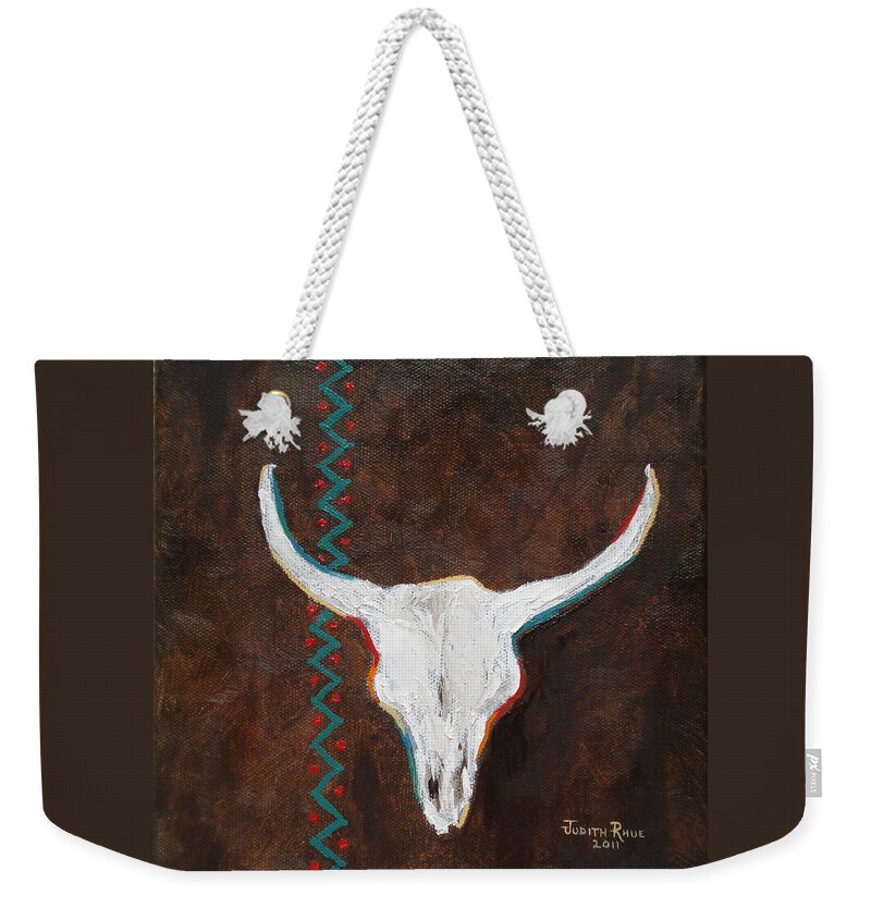 Skull Weekender Tote Bag featuring the painting Southwestern Influence by Judith Rhue