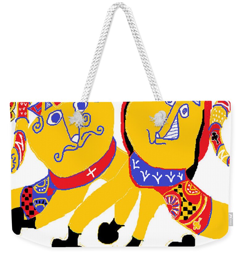 Cats Weekender Tote Bag featuring the digital art Spades and Clubs by Anita Dale Livaditis
