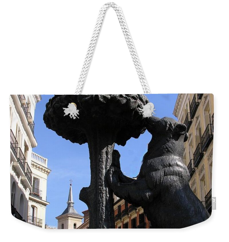 Spain Weekender Tote Bag featuring the photograph Spain - Madrid - Symbol of Bear and Strawberry Tree by Jacqueline M Lewis