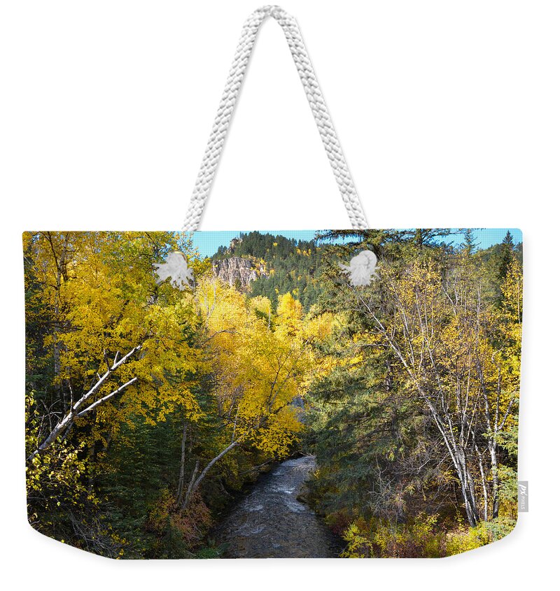 Dakota Weekender Tote Bag featuring the photograph Spearfish Creek in Fall Foliage by Greni Graph