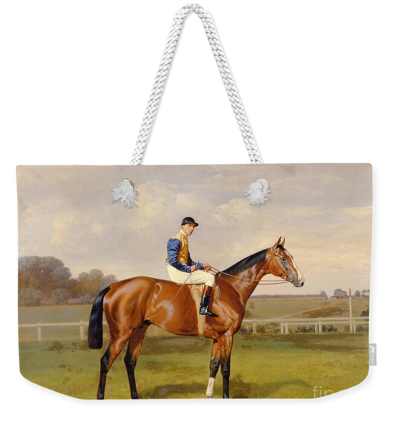 Horse Weekender Tote Bag featuring the painting Spearmint Winner of the 1906 Derby by Emil Adam
