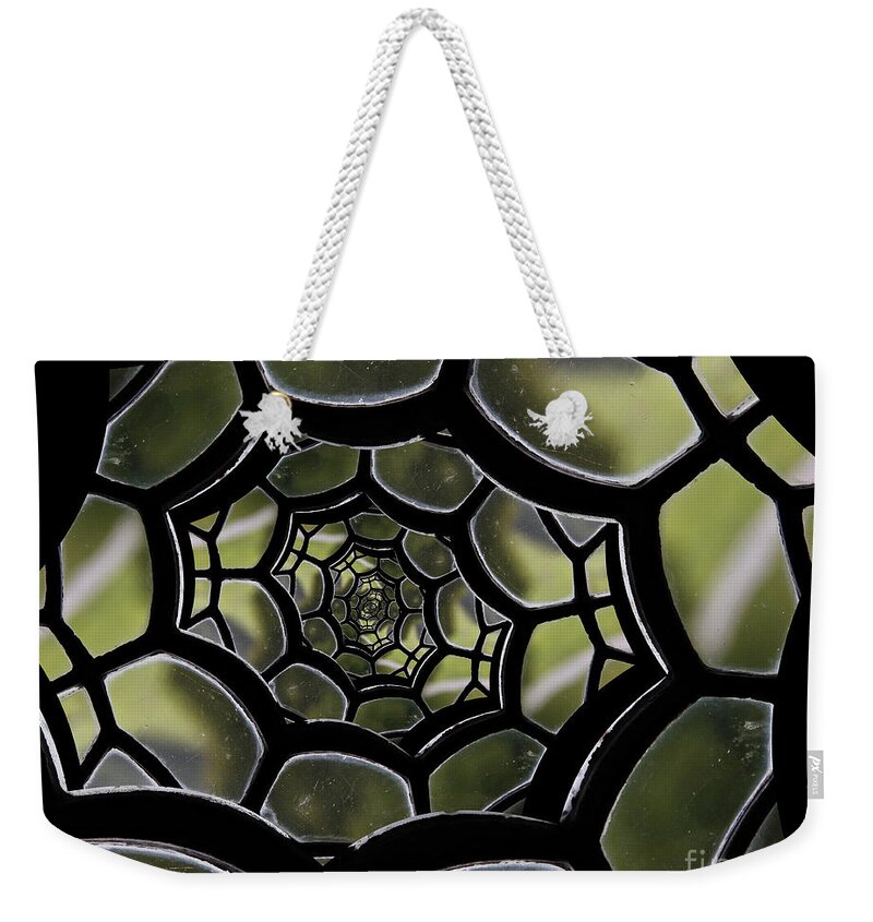 Spiral Weekender Tote Bag featuring the photograph Spider's Web. by Clare Bambers