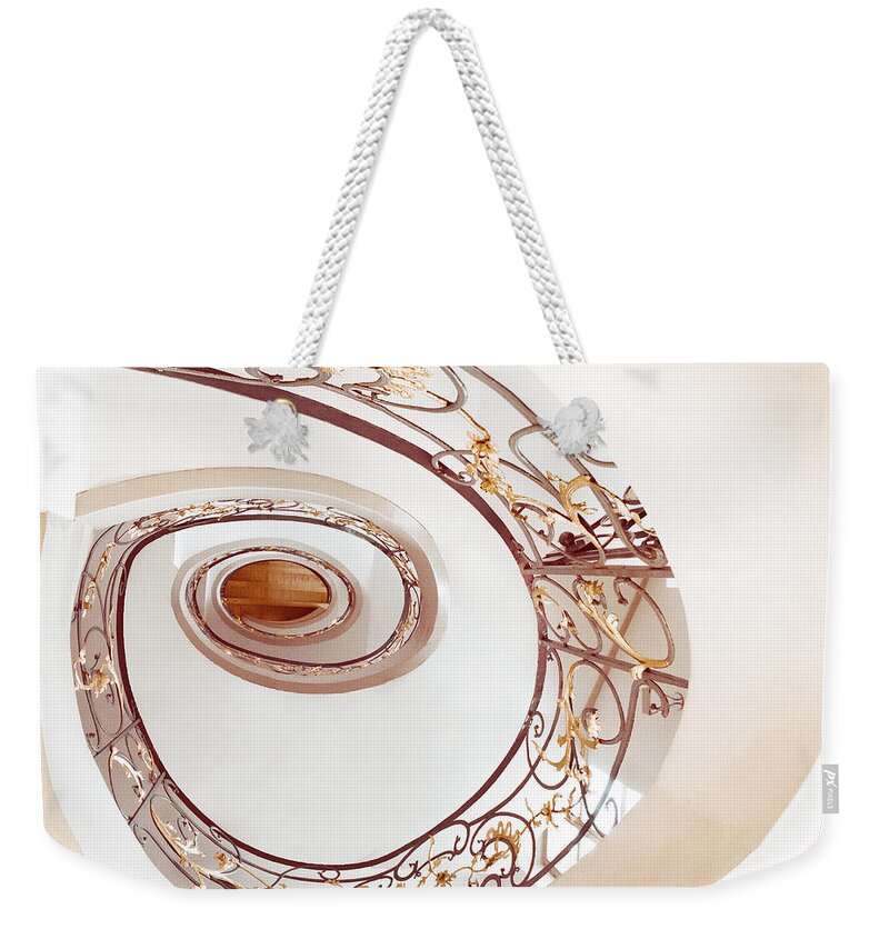 Built Structure Weekender Tote Bag featuring the photograph Spiral Straicase by Nico De Pasquale Photography