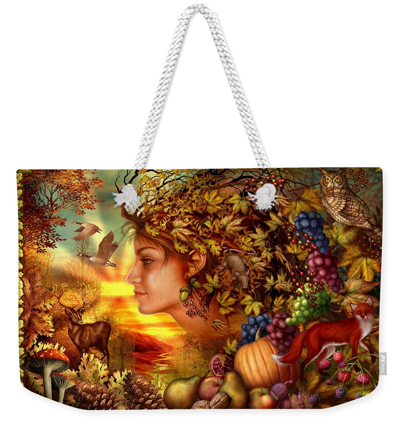 Fantasy Weekender Tote Bag featuring the digital art Spirit of Autumn by MGL Meiklejohn Graphics Licensing