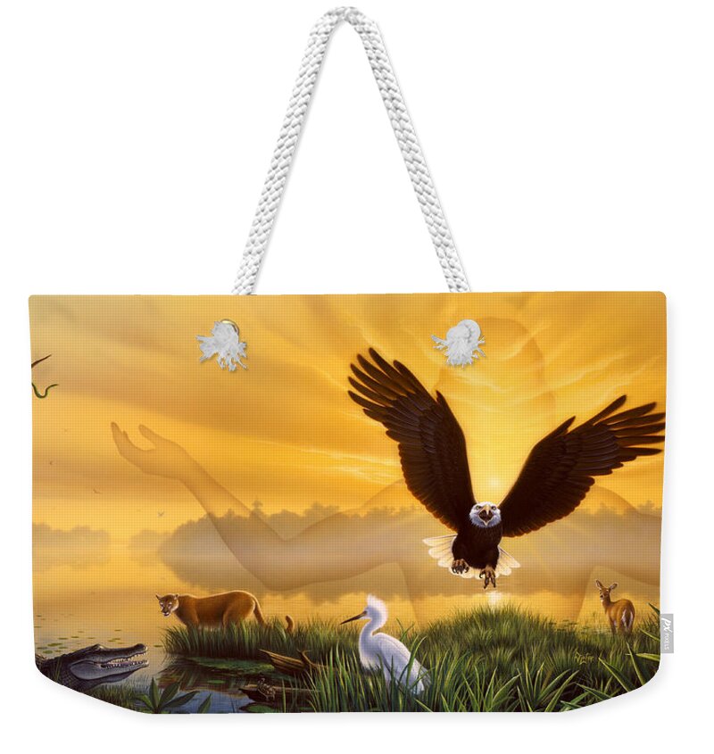 Eagle Weekender Tote Bag featuring the painting Spirit of the Everglades by Jerry LoFaro