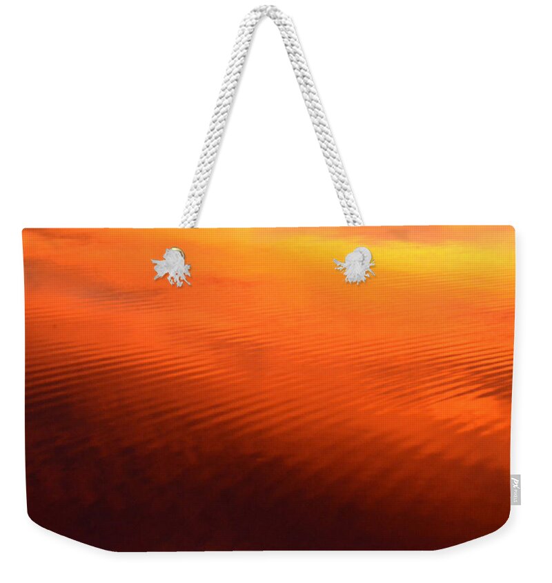 Lake Weekender Tote Bag featuring the photograph Splash of Sunset by Cindy Greenstein
