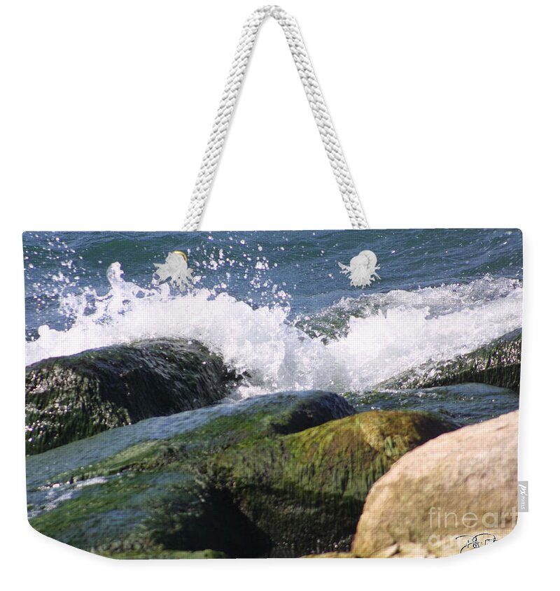 Water Weekender Tote Bag featuring the photograph Splashing Rocks by Bill Richards