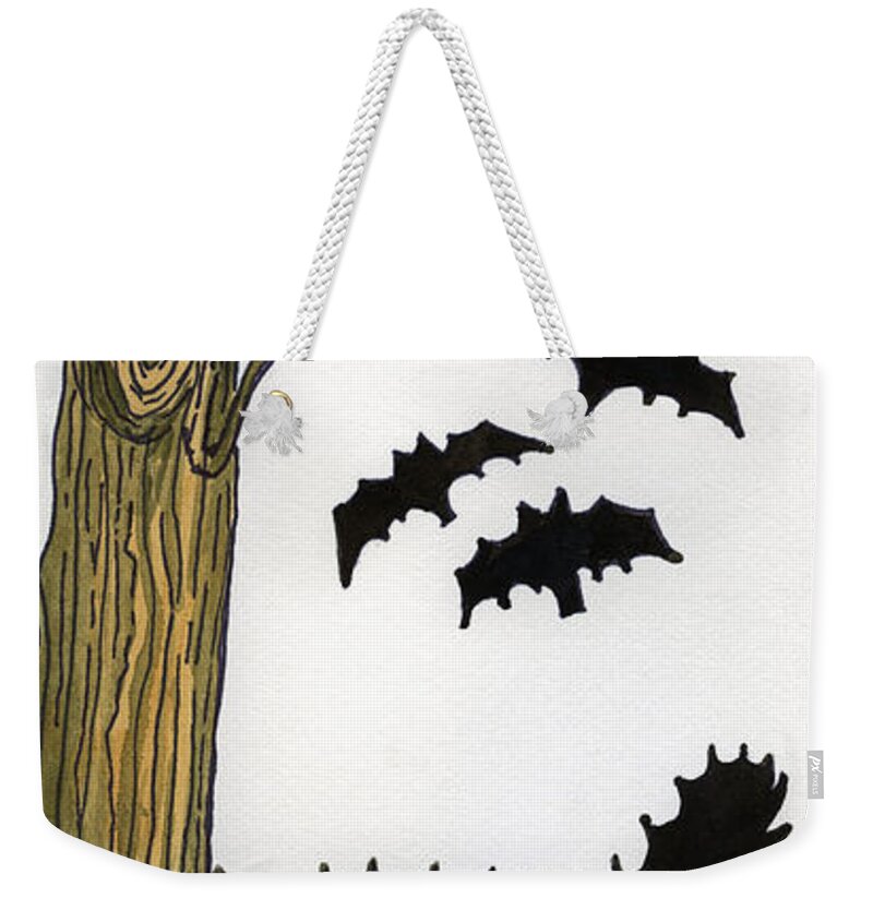 Spooky Greeting Card Weekender Tote Bag featuring the painting Spooky Night by Norma Appleton