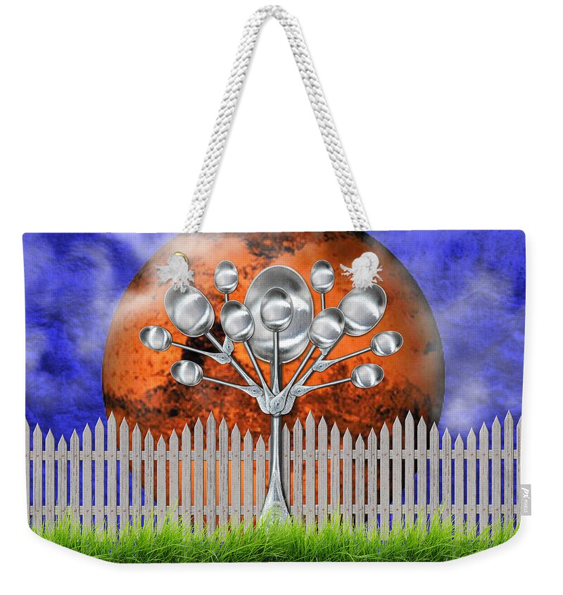 Weird Tree Weekender Tote Bag featuring the mixed media Spoon Tree by Ally White