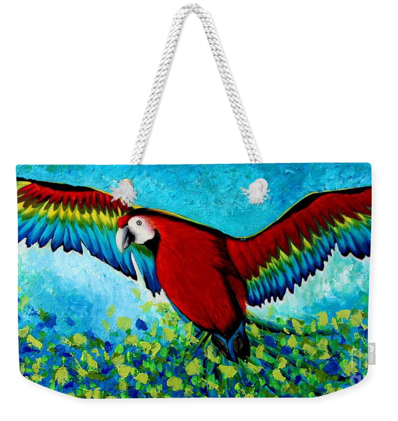 Contemporary Paintings Weekender Tote Bag featuring the painting Spread your wings by Preethi Mathialagan