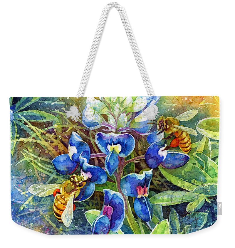 Bluebonnet Weekender Tote Bag featuring the painting Spring Breeze by Hailey E Herrera