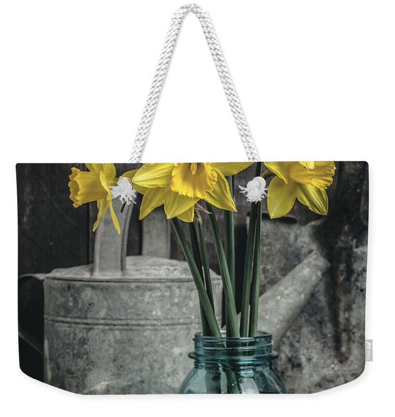 Daffodils Weekender Tote Bag featuring the photograph Spring Daffodil Flowers by Edward Fielding
