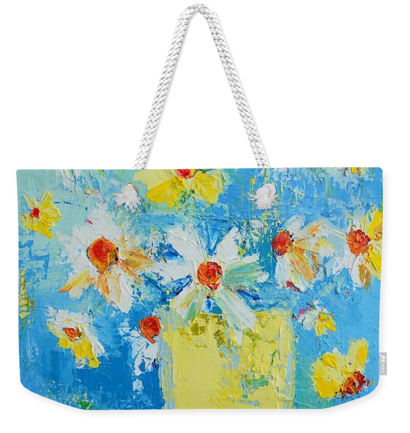 Floral Still Life Weekender Tote Bag featuring the painting Spring Flowers Daisies by Patricia Awapara