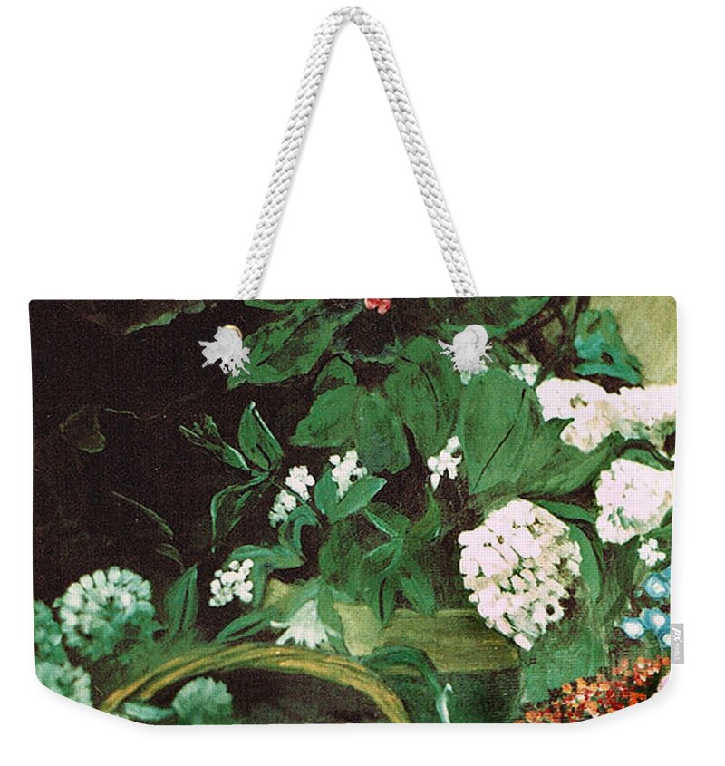 Spring Flowers Study Of Monet Weekender Tote Bag featuring the painting Spring Flowers Study of Monet by Seth Weaver