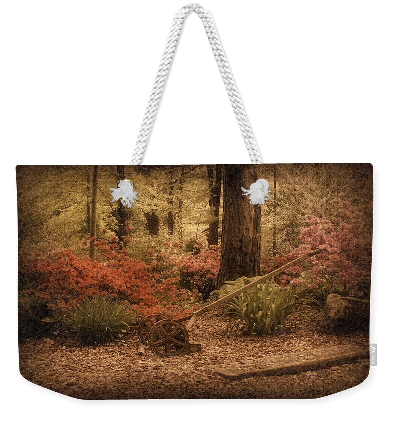 Lawn Mower Weekender Tote Bag featuring the photograph Spring Garden by Sandy Keeton