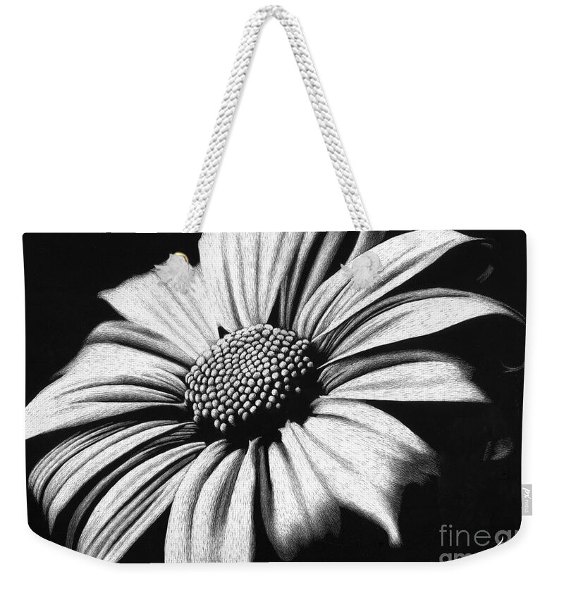 Daisy Weekender Tote Bag featuring the drawing Spring has Sprung by Sheryl Unwin