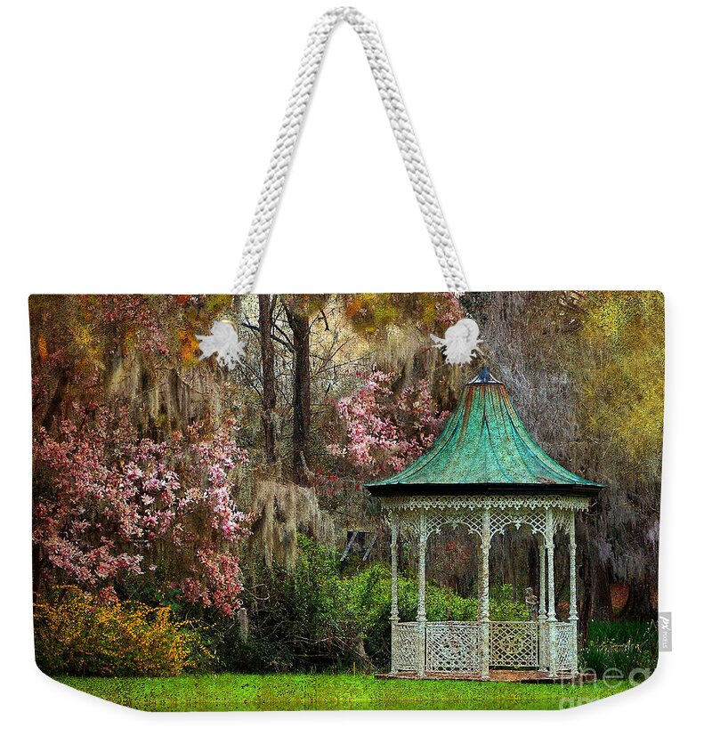 Textures Weekender Tote Bag featuring the photograph Spring Magnolia Garden At Magnolia Plantation by Kathy Baccari