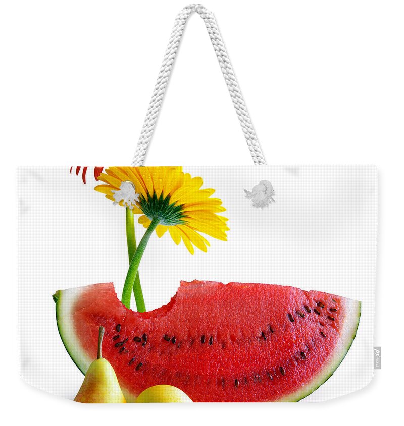 Arrangement Weekender Tote Bag featuring the photograph Spring Watermelon by Carlos Caetano