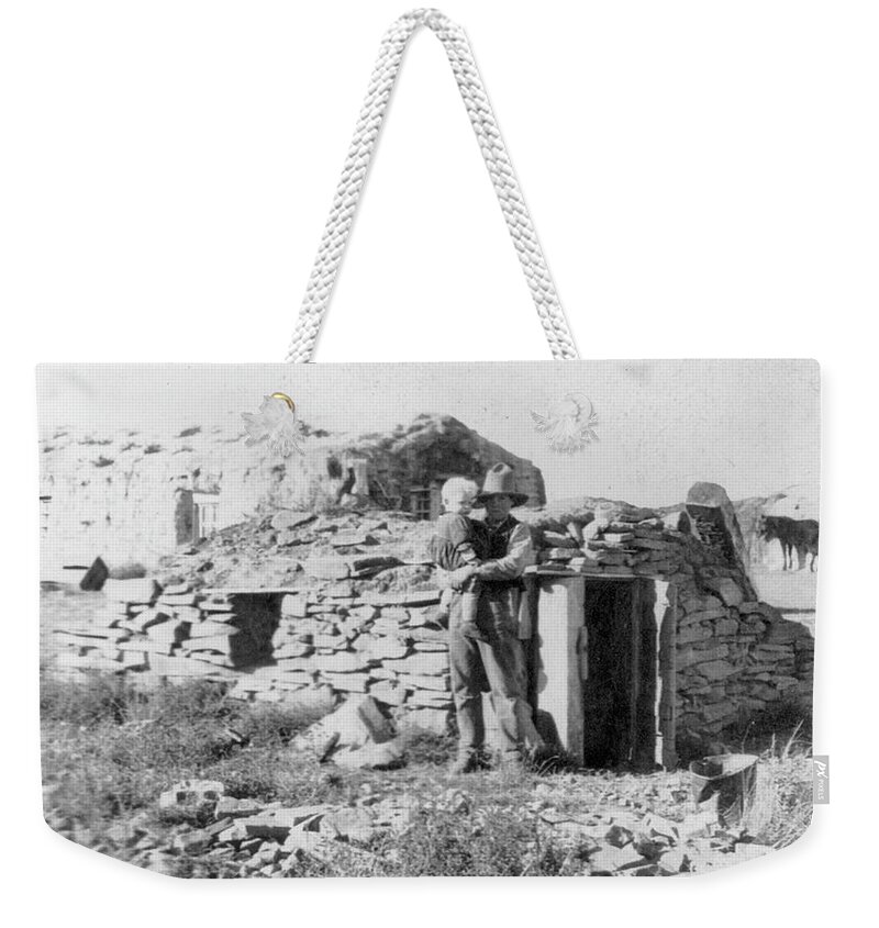 1905 Weekender Tote Bag featuring the painting Squatter Shelter, 1905 by Granger