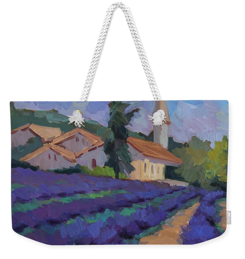 Provence Weekender Tote Bag featuring the painting St. Columne Lavender Field by Diane McClary