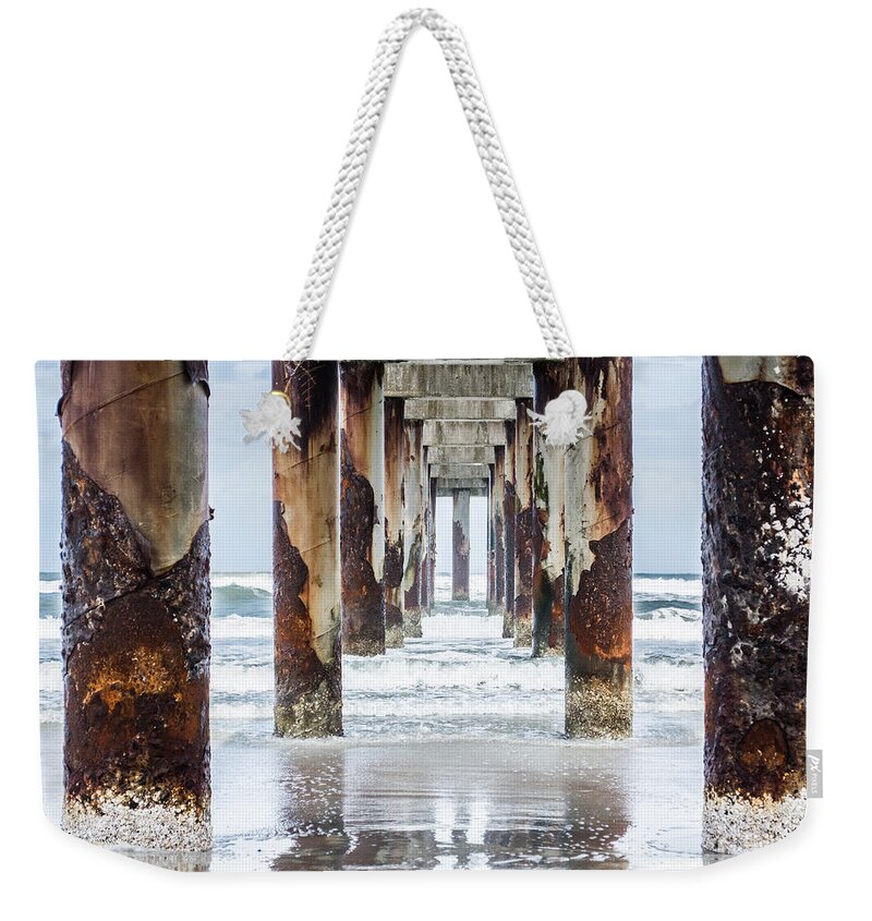 Saint Augustine Weekender Tote Bag featuring the photograph St Johns County Ocean Pier In Saint Augustine Florida #2 by Parker Cunningham
