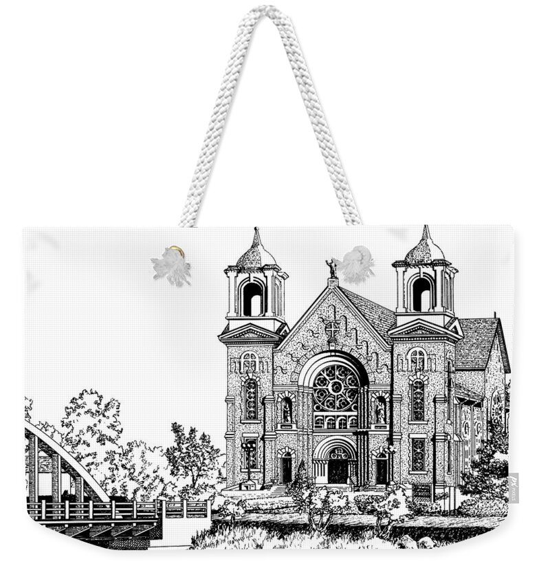 St. Joseph Parish Weekender Tote Bag featuring the drawing St. Joseph Parish by Peter Rashford
