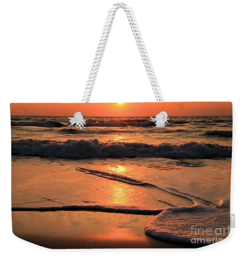 St Joseph Peninsula State Park Weekender Tote Bag featuring the photograph St. Joseph Sunset Swirls by Adam Jewell