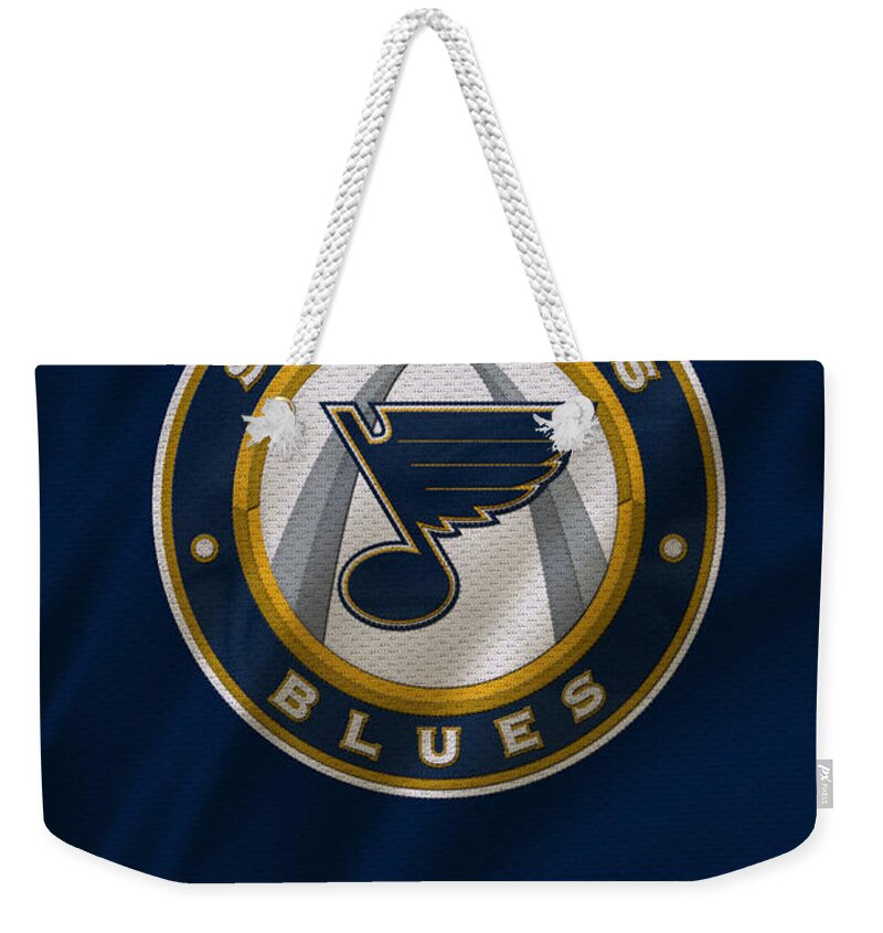 Blues Weekender Tote Bag featuring the photograph St Louis Blues Uniform by Joe Hamilton