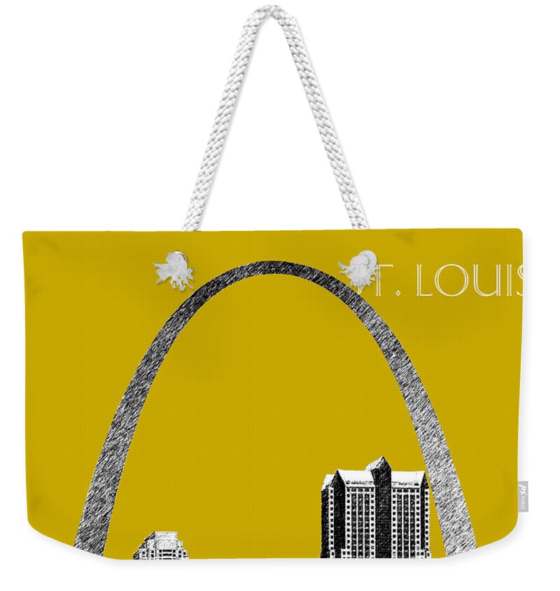 Architecture Weekender Tote Bag featuring the digital art St Louis Skyline Gateway Arch - Gold by DB Artist