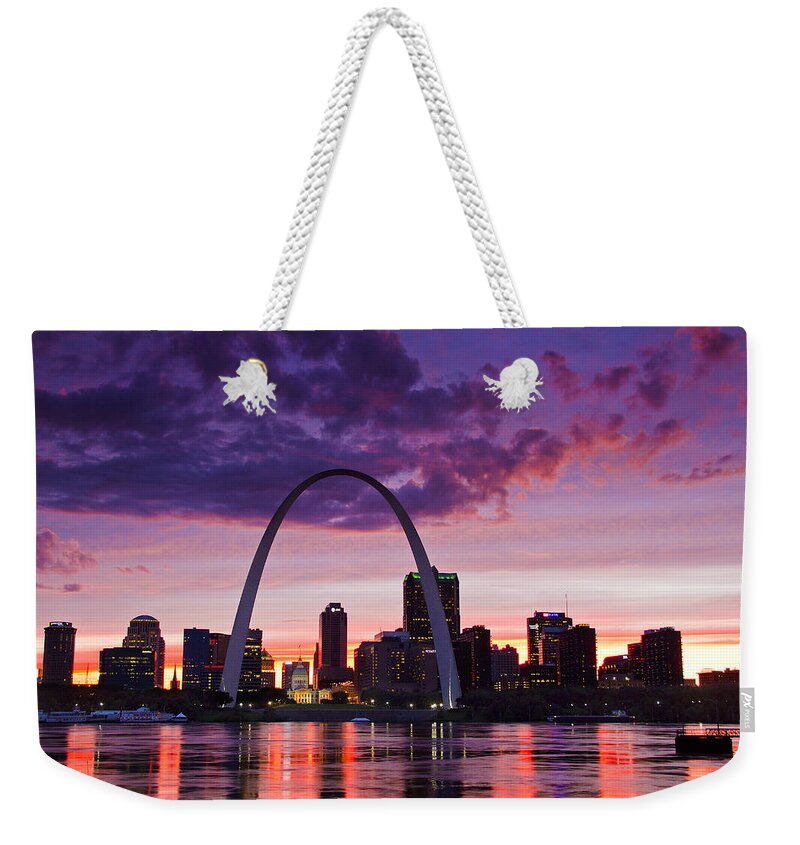 St. Louis Weekender Tote Bag featuring the photograph St Louis Sunset by Garry McMichael