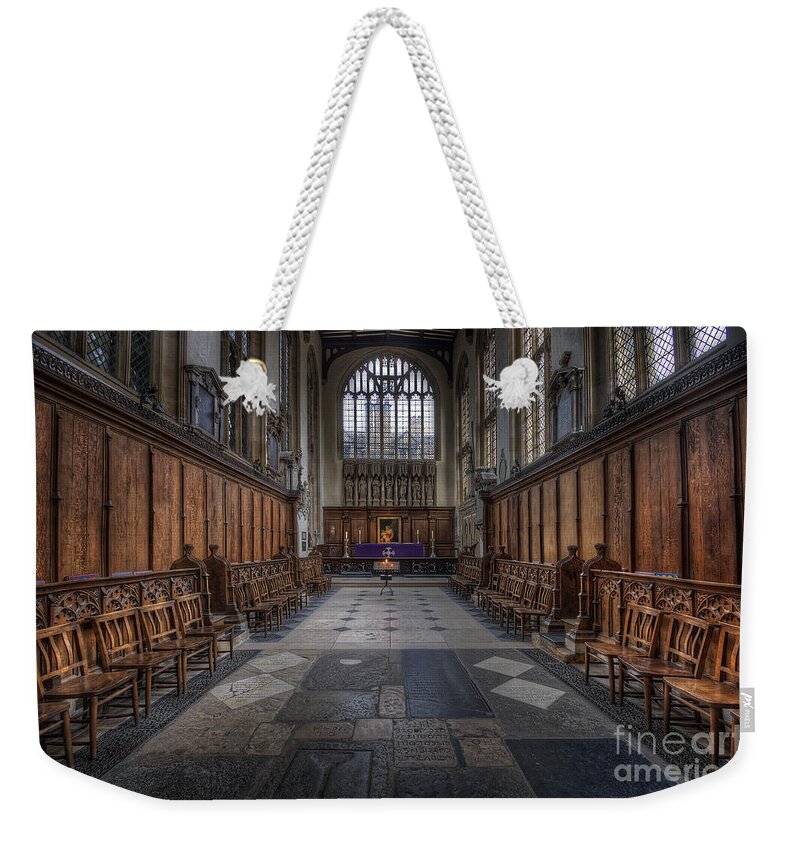 Oxford Weekender Tote Bag featuring the photograph St Mary The Virgin Church - Choir and Altar by Yhun Suarez