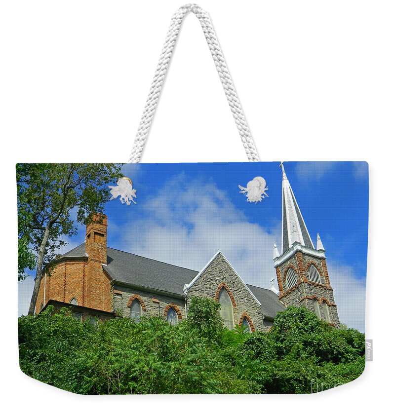 St. Peters Roman Catholic Church Weekender Tote Bag featuring the photograph St. Peters Roman Catholic Church In Harpers Ferry by Emmy Vickers