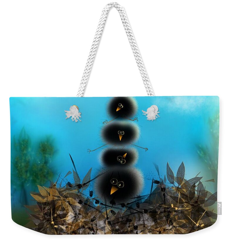 Humor Weekender Tote Bag featuring the digital art Stack O Fuzzies by Mary Eichert