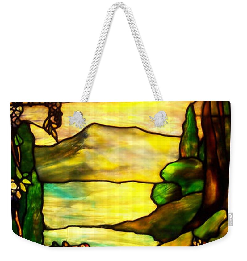Tiffany Glass Weekender Tote Bag featuring the photograph Stained Landscape 2 by Donna Blackhall