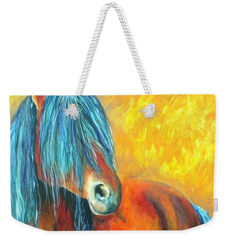 Horse Weekender Tote Bag featuring the painting Stallions Concerto by Alison Caltrider