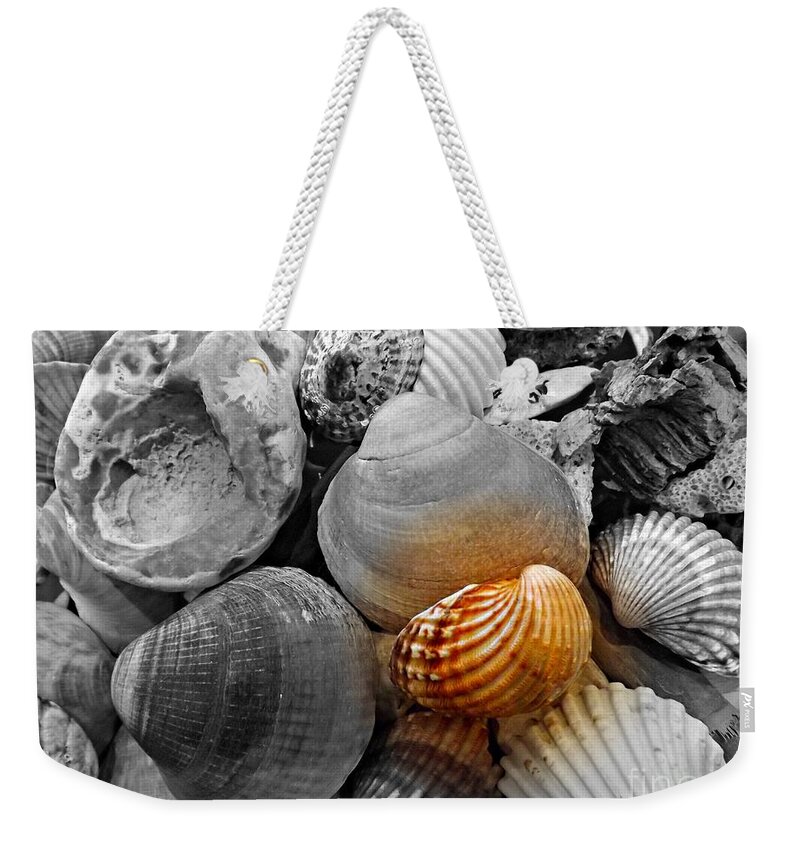 Seashells Weekender Tote Bag featuring the photograph Stand out in the Crowd by Clare Bevan