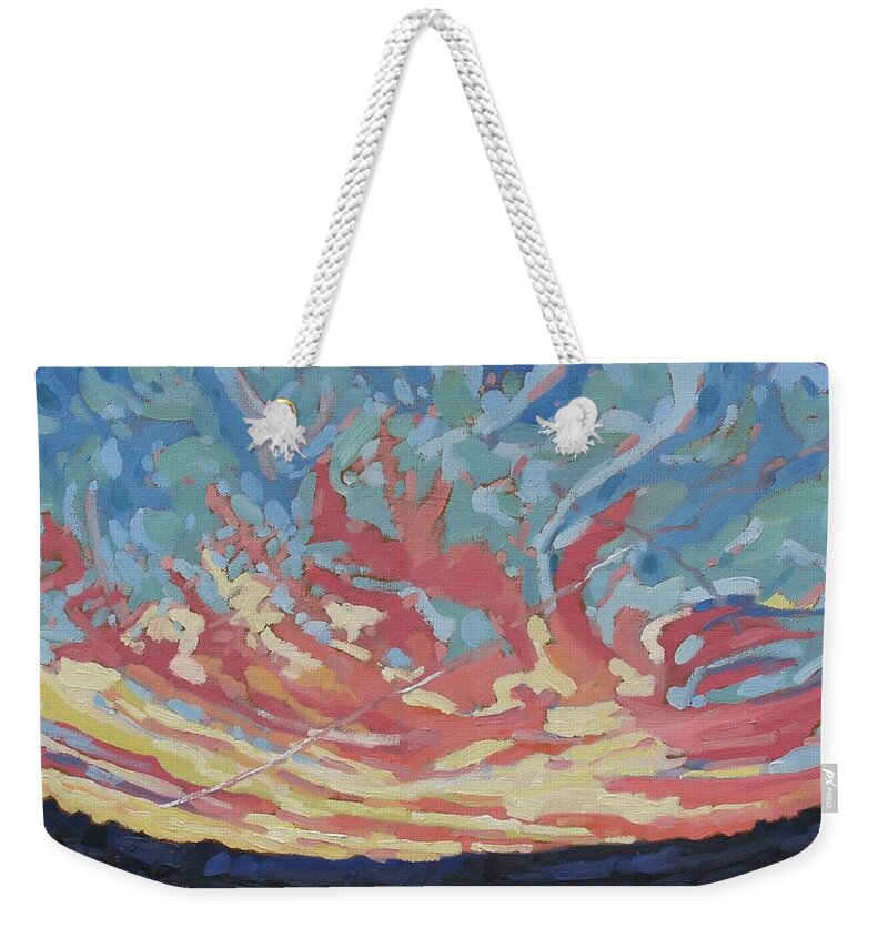 Chadwick Weekender Tote Bag featuring the painting Standing Outside the Fire by Phil Chadwick