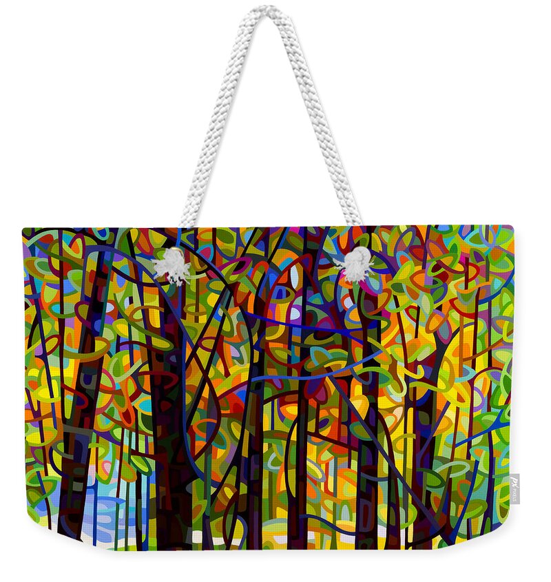 Landscape Weekender Tote Bag featuring the painting Standing Room Only by Mandy Budan