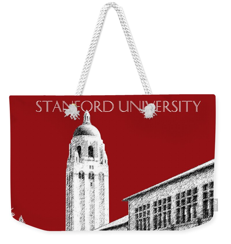 University Weekender Tote Bag featuring the digital art Stanford University - Dark Red by DB Artist