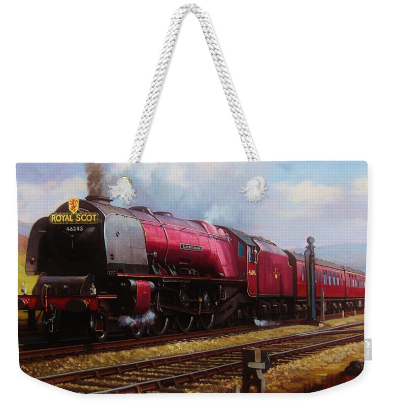 Steam Train\steam Train Artist Weekender Tote Bag featuring the painting Stanier pacific on Shap. by Mike Jeffries