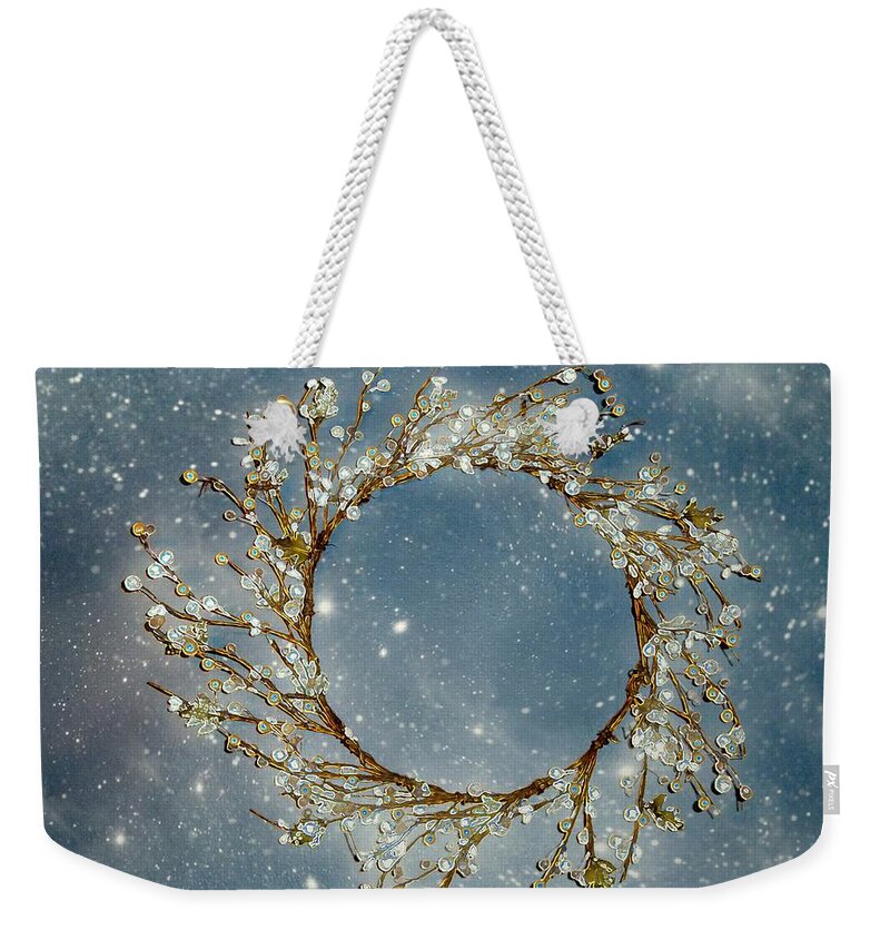 Wreath Weekender Tote Bag featuring the painting Stardust and Pearls by RC DeWinter