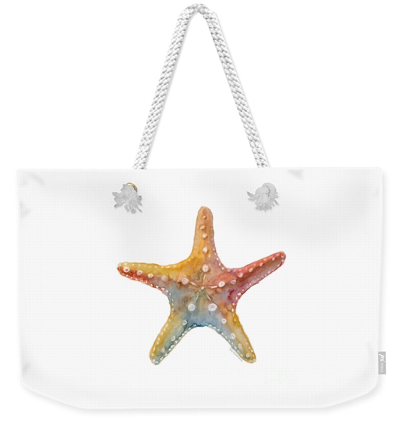 Shell Weekender Tote Bag featuring the painting Starfish by Amy Kirkpatrick
