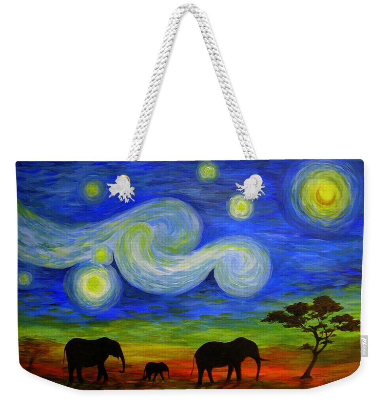 Acrylic Weekender Tote Bag featuring the painting Starry Night Over Africa by Catherine Howley