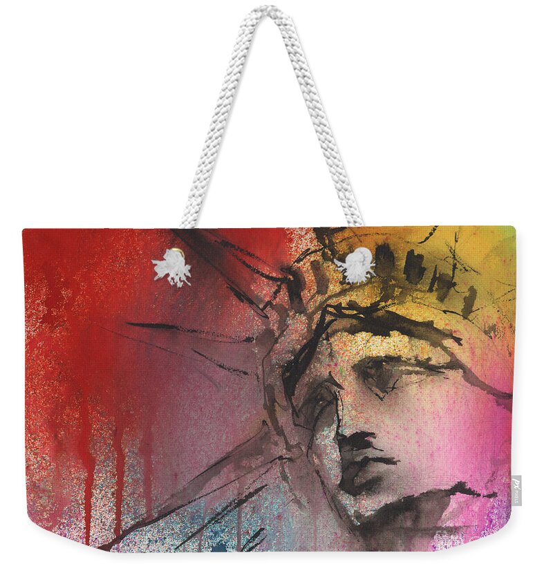 Statue Of Liberty Art Weekender Tote Bag featuring the painting Statue of Liberty New York painting by Svetlana Novikova