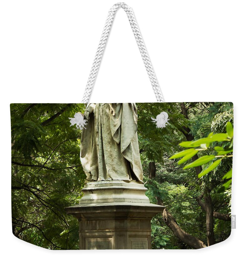 Statue Weekender Tote Bag featuring the photograph Statue of Queen Victoria at Cubbon Park Bangalore by SAURAVphoto Online Store