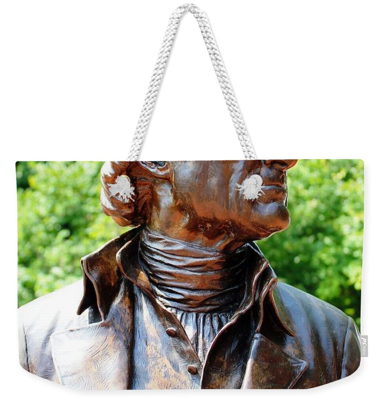 Thomas Jefferson Weekender Tote Bag featuring the photograph Statue of Thomas Jefferson by Judy Palkimas