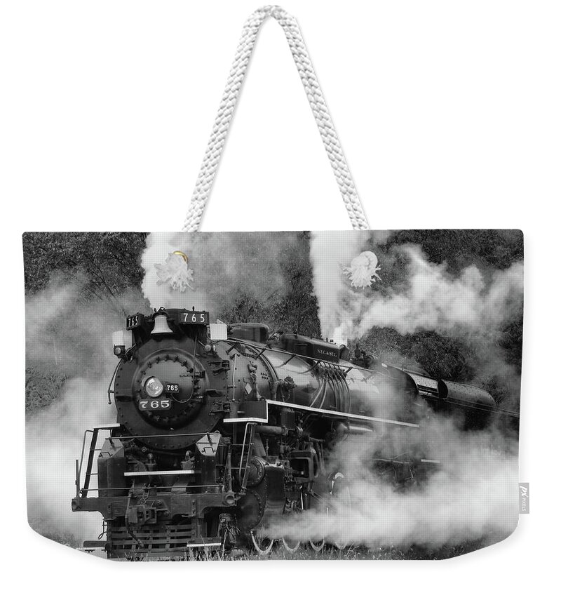  Railroad Weekender Tote Bag featuring the photograph Steam Engine by Ann Bridges
