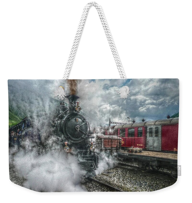 Switzerland Weekender Tote Bag featuring the photograph Steam Train by Hanny Heim