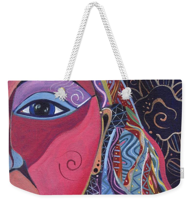 Woman Weekender Tote Bag featuring the painting Still A Mystery 4 by Helena Tiainen
